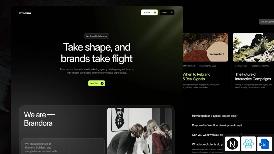 Brandora - Next.js 16 Creative Marketing Agency Template with Storefront