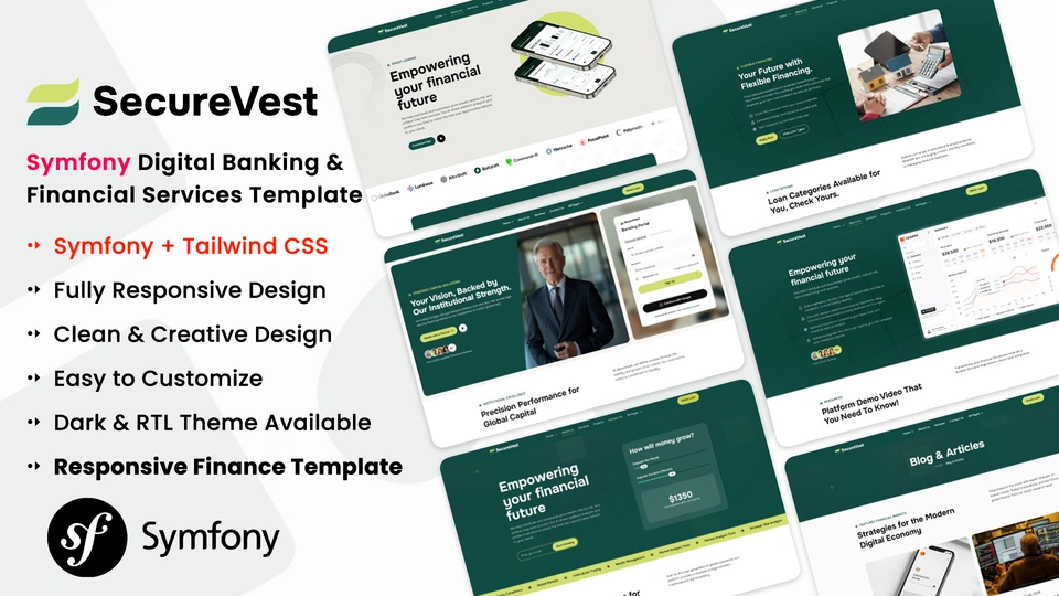SecureVest - Symfony Digital Banking & Financial Services Template