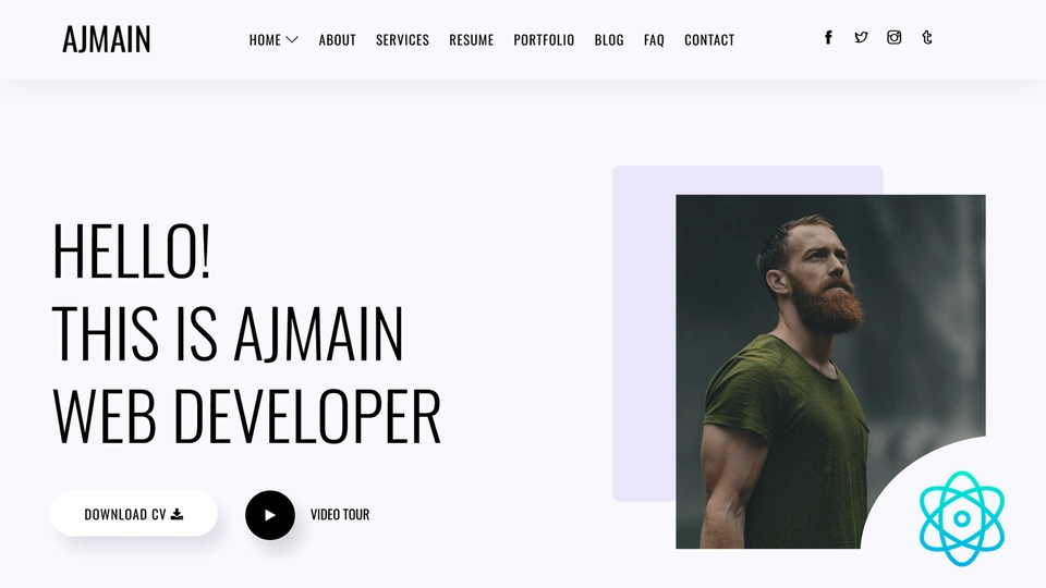 Ajmain - Personal Portfolio & CV Resume React Template