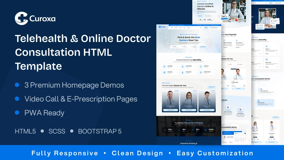 Curoxa - Telehealth & Online Doctor Consultation HTML Template