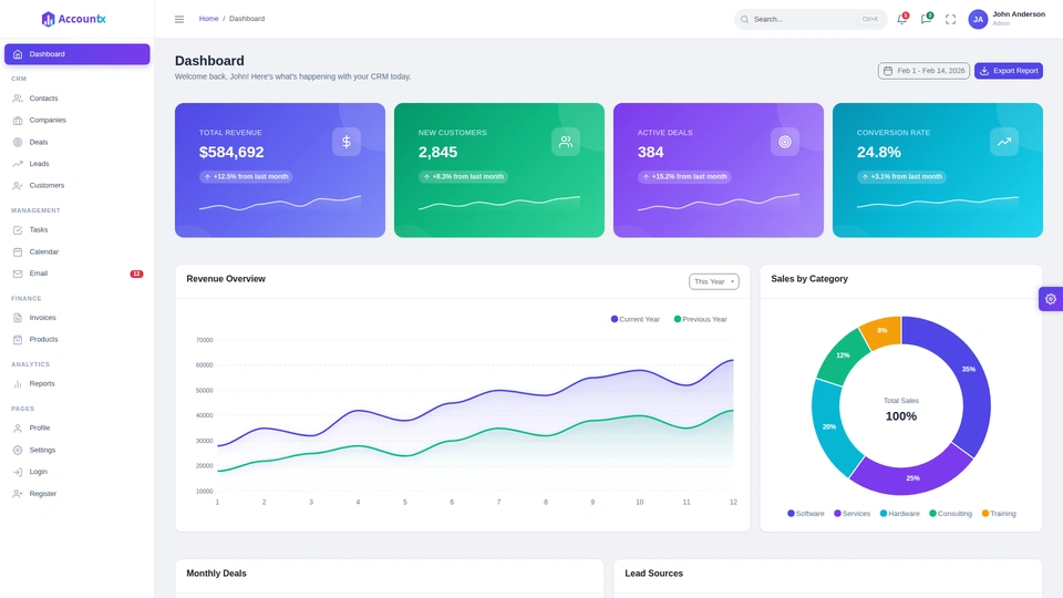 Accountix - Premium CRM Admin Dashboard Template