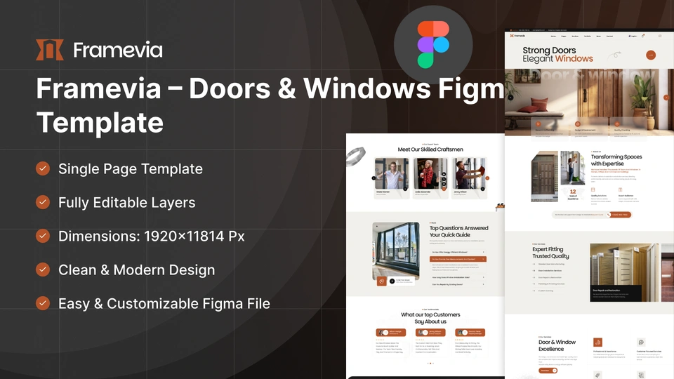Framevia - Doors & Windows Company Figma Template