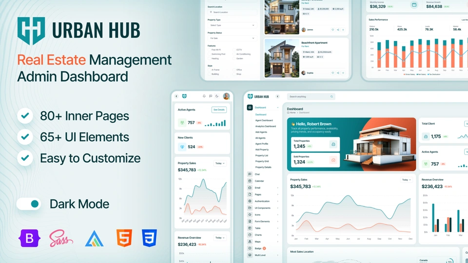 UrbanHub - Real Estate Management Admin Dashboard Template