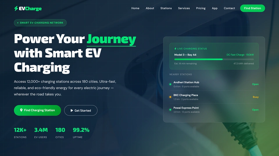 EVCharge - Electric Vehicle Charging Station and EV Infrastructure HTML Template