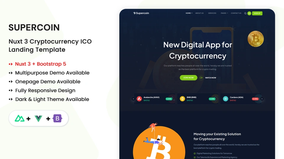 Supercoin - Nuxt Multipurpose Cryptocurrency ICO Template