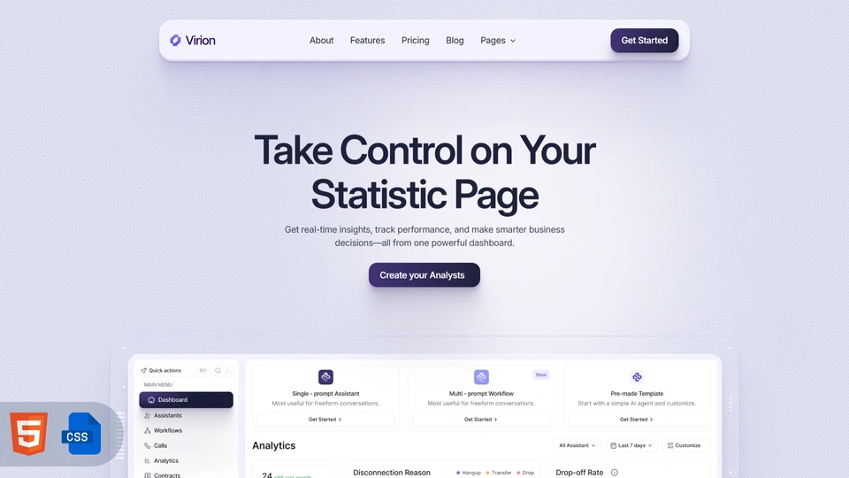 Virion - Minimal SaaS HTML Template for Startup & Tech