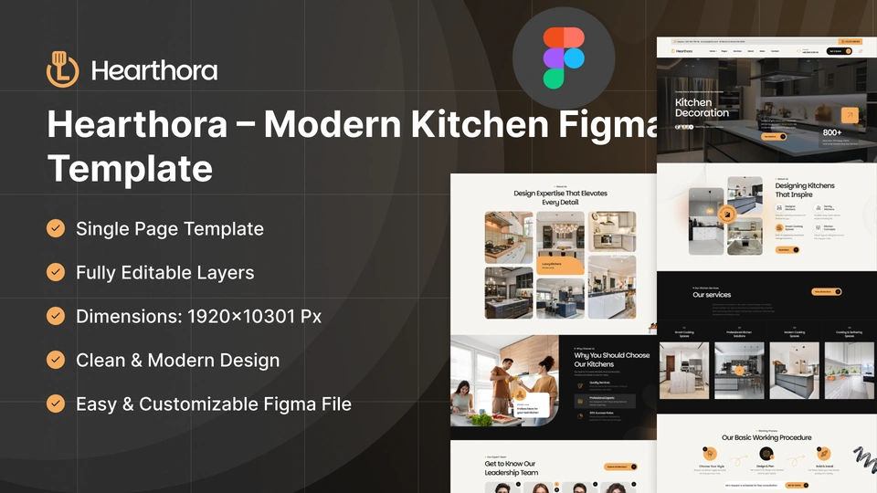 Hearthora - Modern Kitchen & Remodeling Figma Template