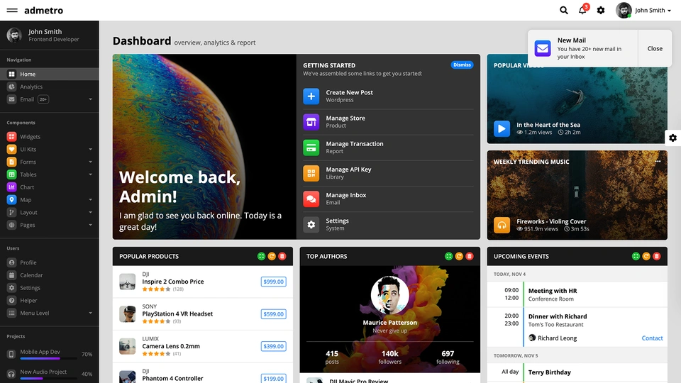 Admetro - Bootstrap Admin Template