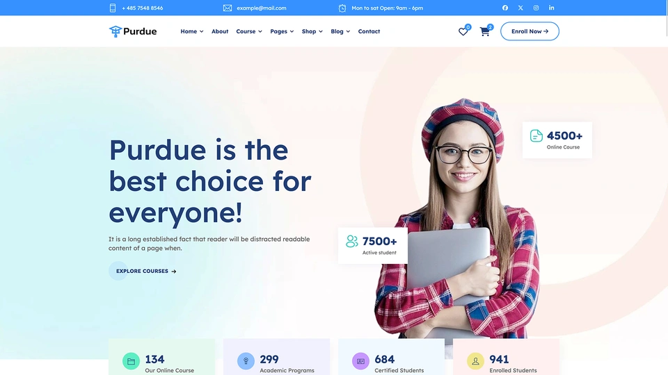 Purdue - Education & Online Course PHP Template