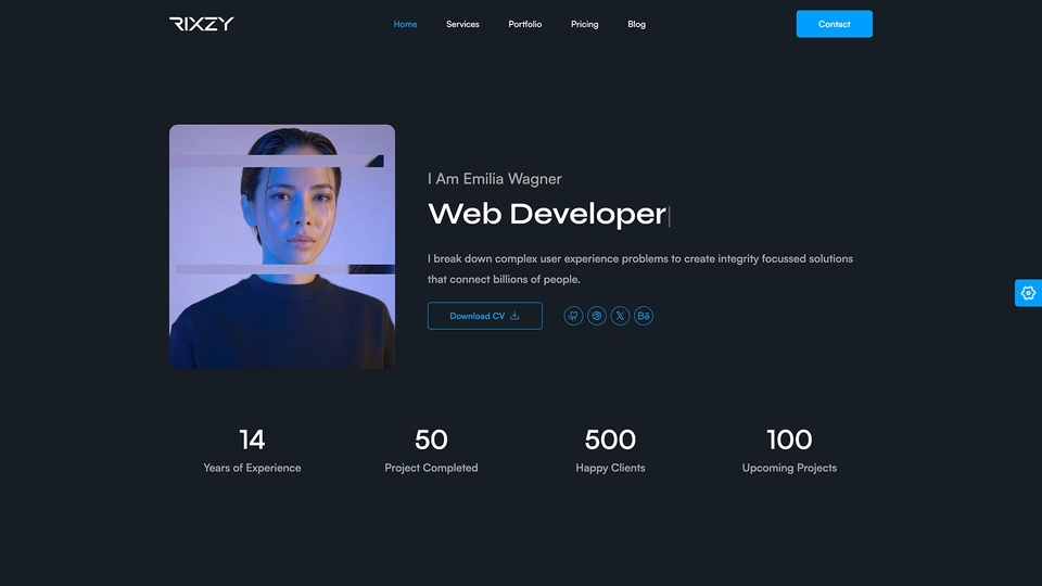Rixzy - Personal Portfolio & CV/Resume Template + LTR & RTL + Light & Dark