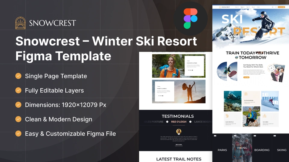 Snowcrest - Ski Resort & Winter Hotel Figma Template