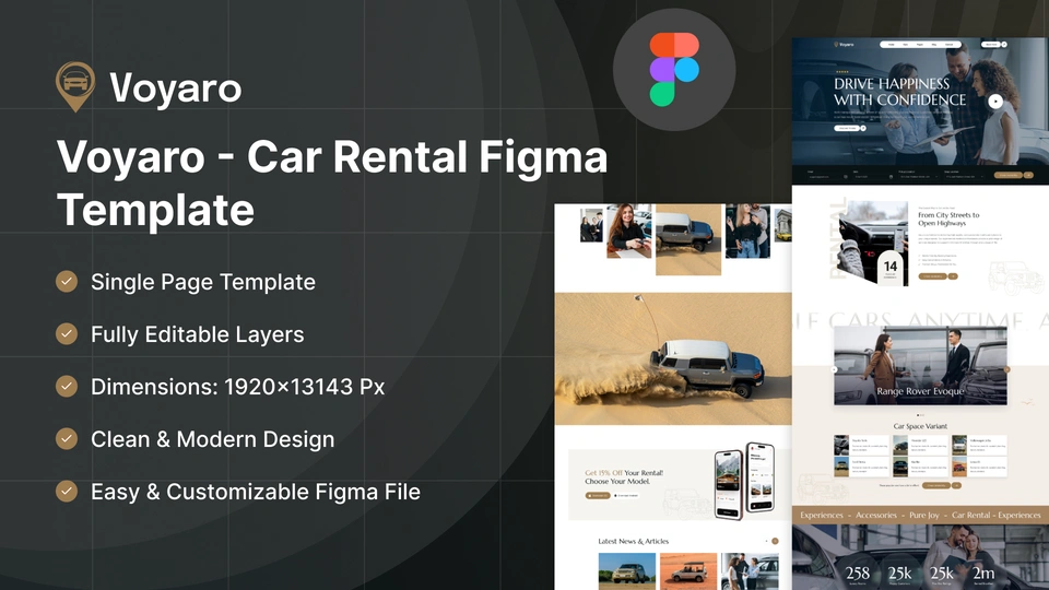 Voyaro - Car Rental & Vehicle Booking Figma Template