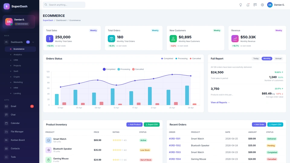 SuperDash - Premium TailwindCSS Admin Dashboard Template
