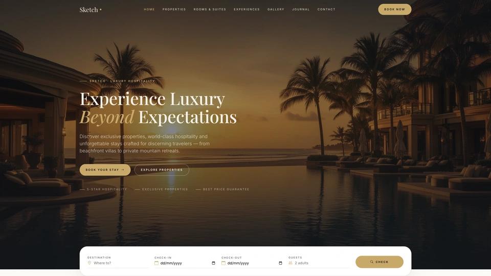Sketch - Luxury Hospitality and Property Booking HTML Template