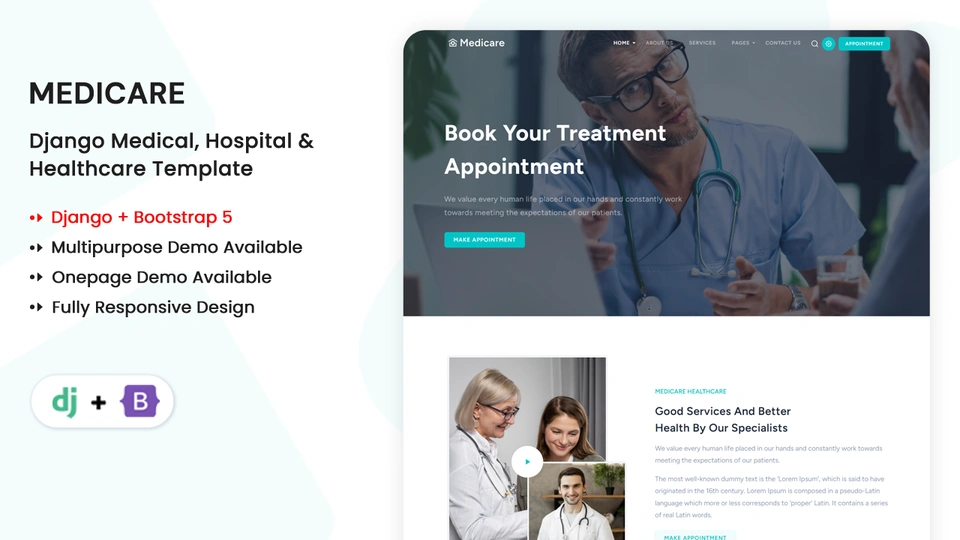 Medicare - Django Multipurpose Medical & Hospital Template