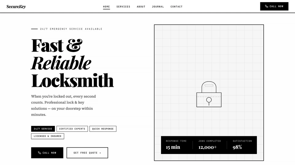 SecureKey - Locksmith and Key Maker Services HTML5 Template