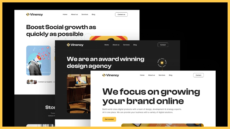 Vinency - Creative & Digital Agency Framer Template