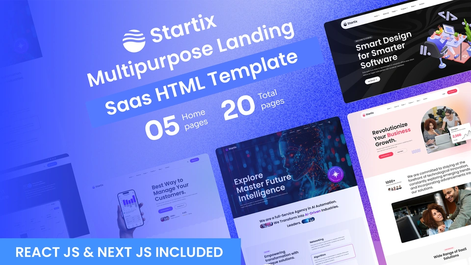 Startix - 3 in 1 Multipurpose SaaS Landing Template