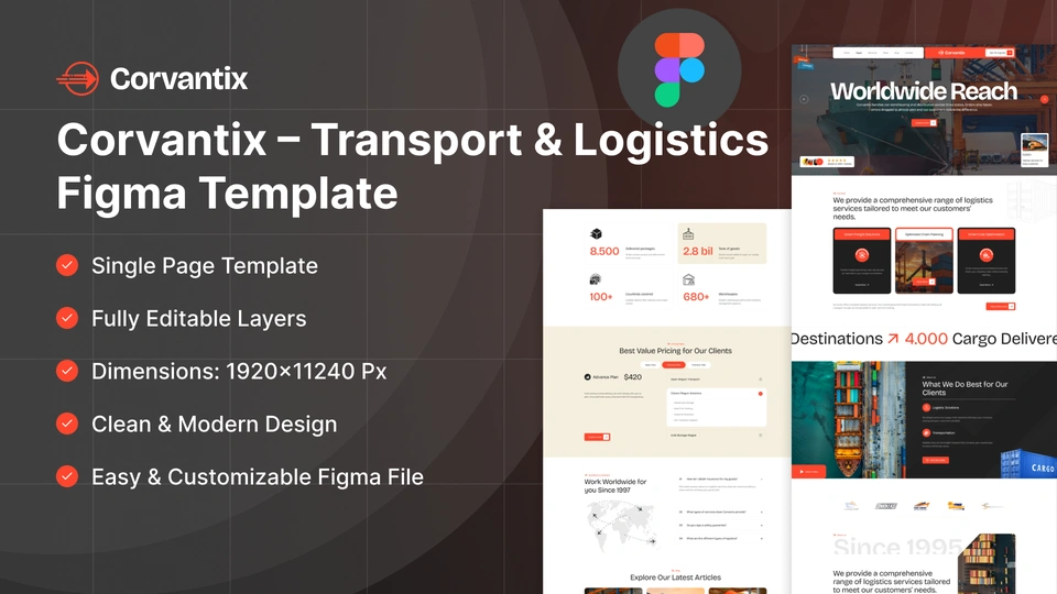 Corvantix - Logistics & Freight Solutions Figma Template