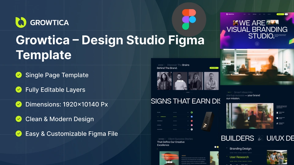 Growtica - Design Studio & Creative Portfolio Figma Template