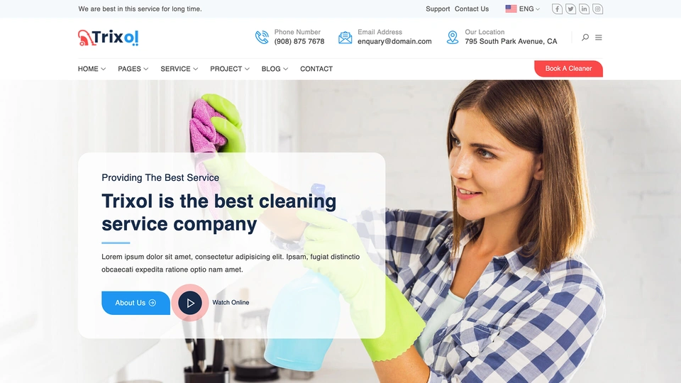 Trixol - React Js Cleaning Service