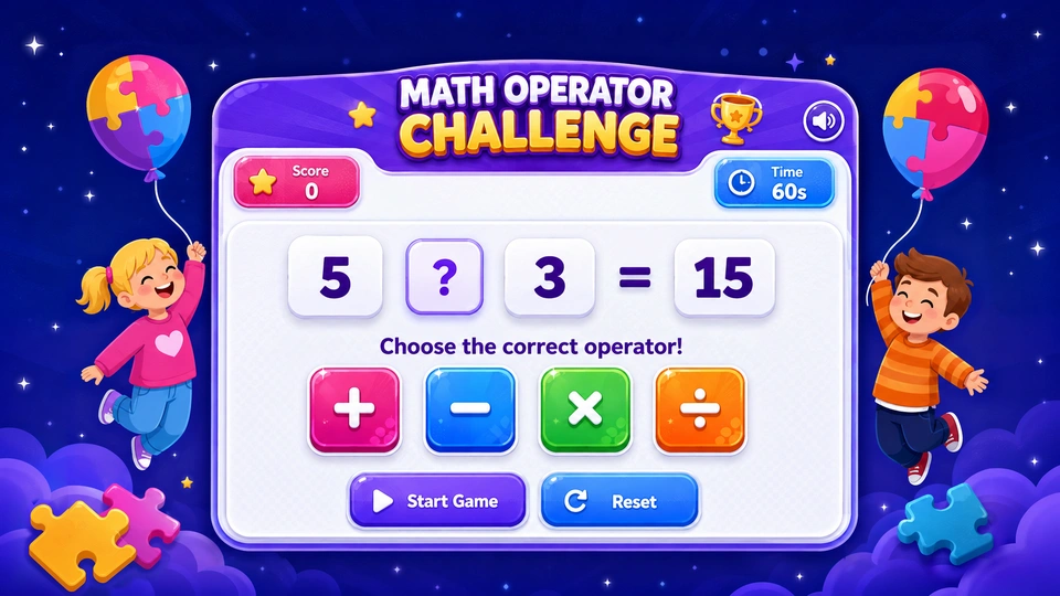 Math Operator Game - HTML5 Educational Math Puzzle