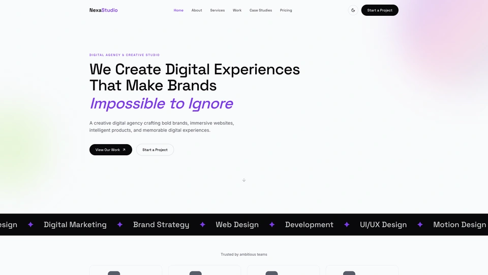 NexaStudio - Digital Agency & Creative Studio React Template