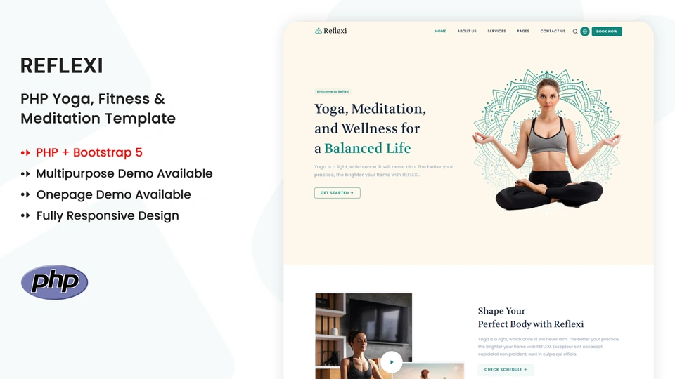 Reflexi - PHP Multipurpose Yoga, Fitness & Meditation Template