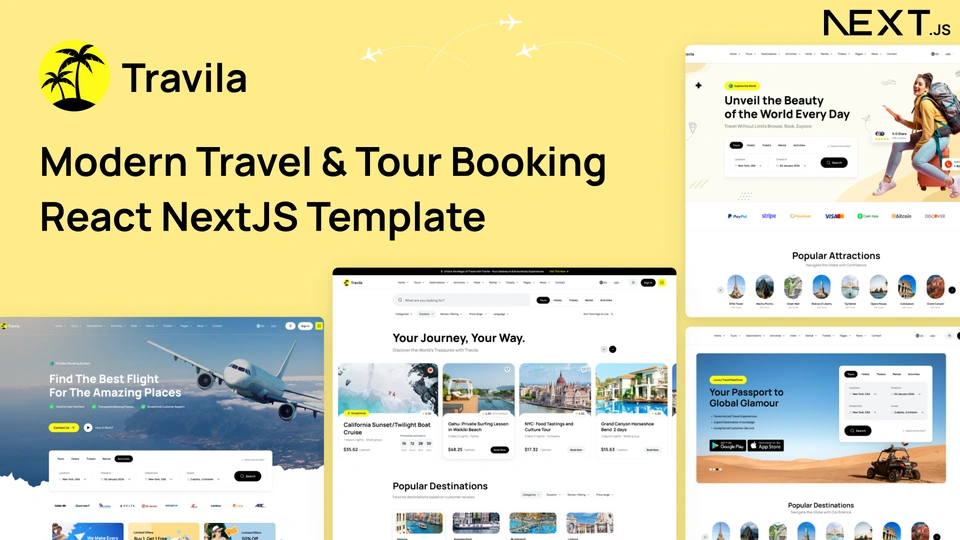 Travila - Modern Travel & Tour Booking Next.js Template