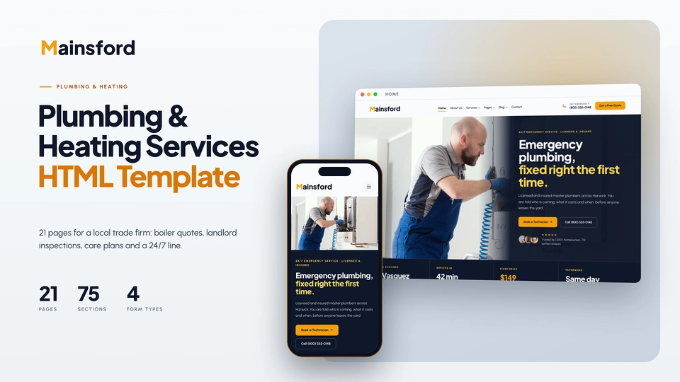 Mainsford - Plumbing & Heating Services HTML Template