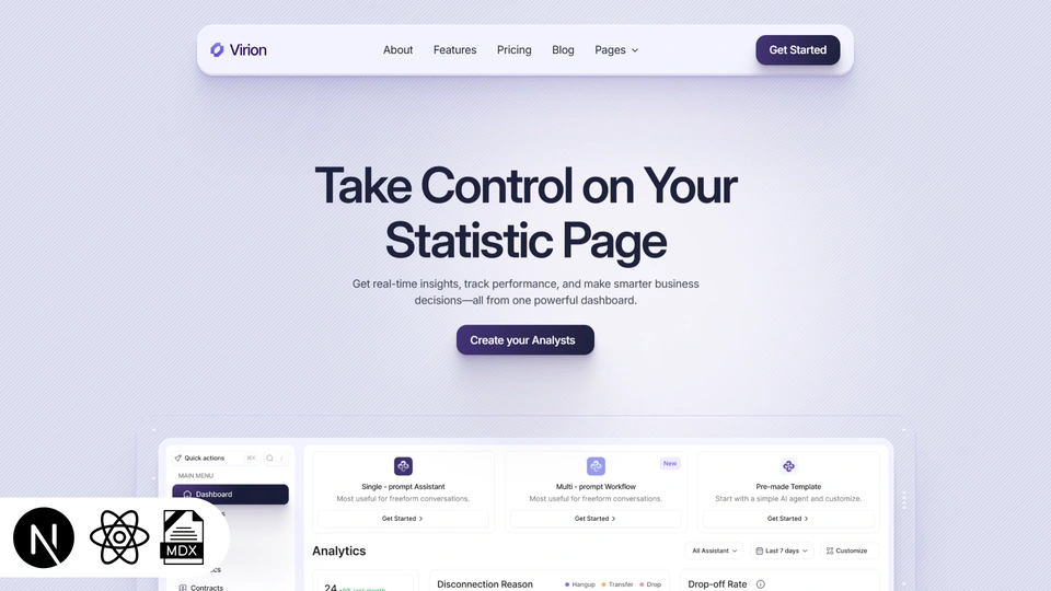 Virion - Next.js 16 Fintech & SaaS Template