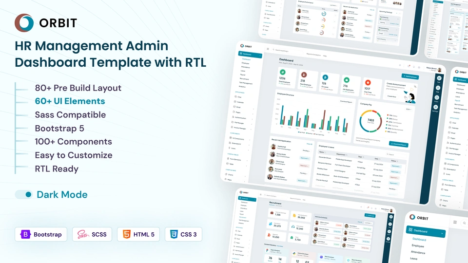 ORBIT - HR Management Admin Dashboard Template with RTL