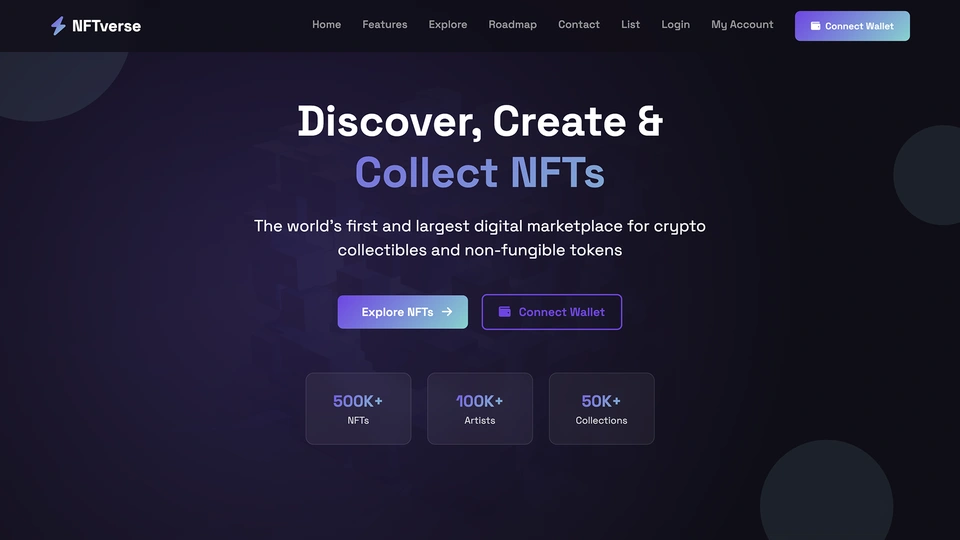 NFTverse - NFT Marketplace and Digital Assets HTML Template
