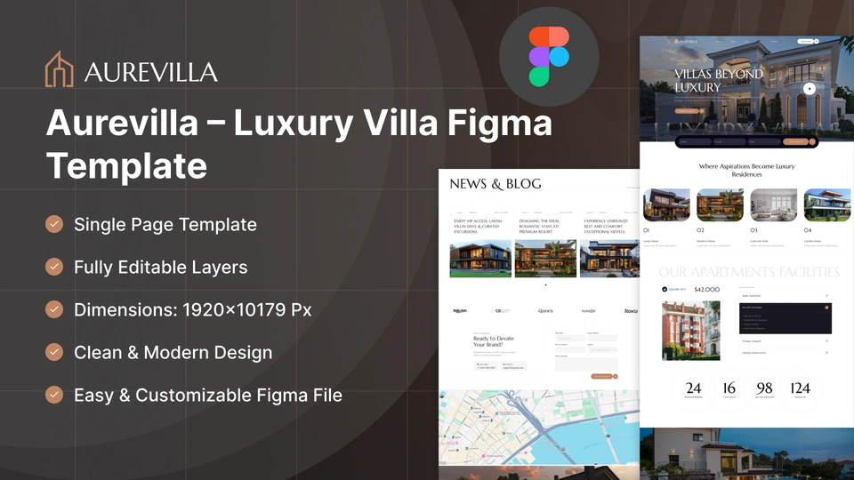 Aurevilla - Luxury Villa & Estate Figma Template