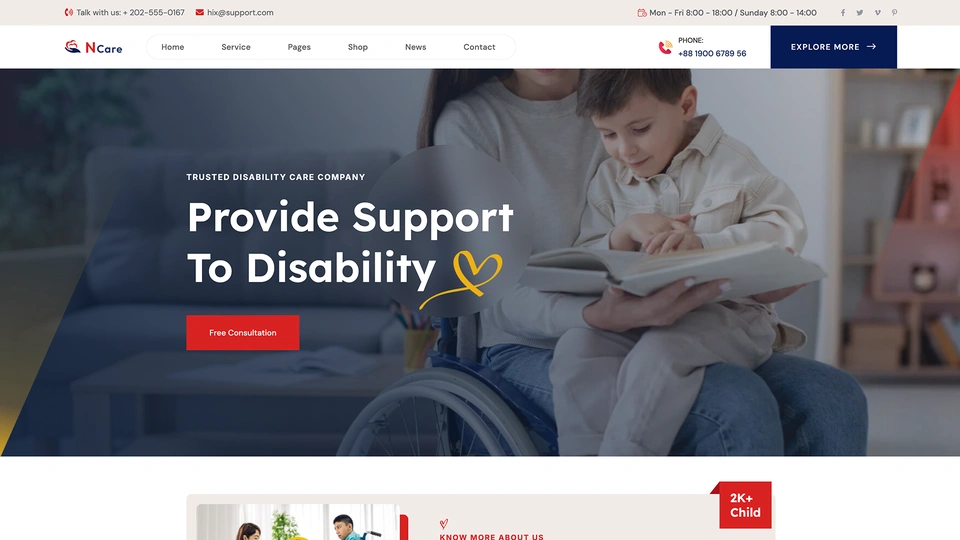 Ncare - NDIS Disability Service HTML Template