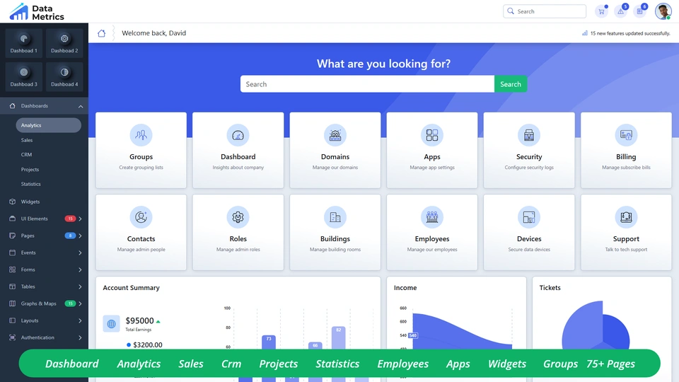 Datametrics - Powerful Bootstrap Admin Dashboard for Analytics & CRM