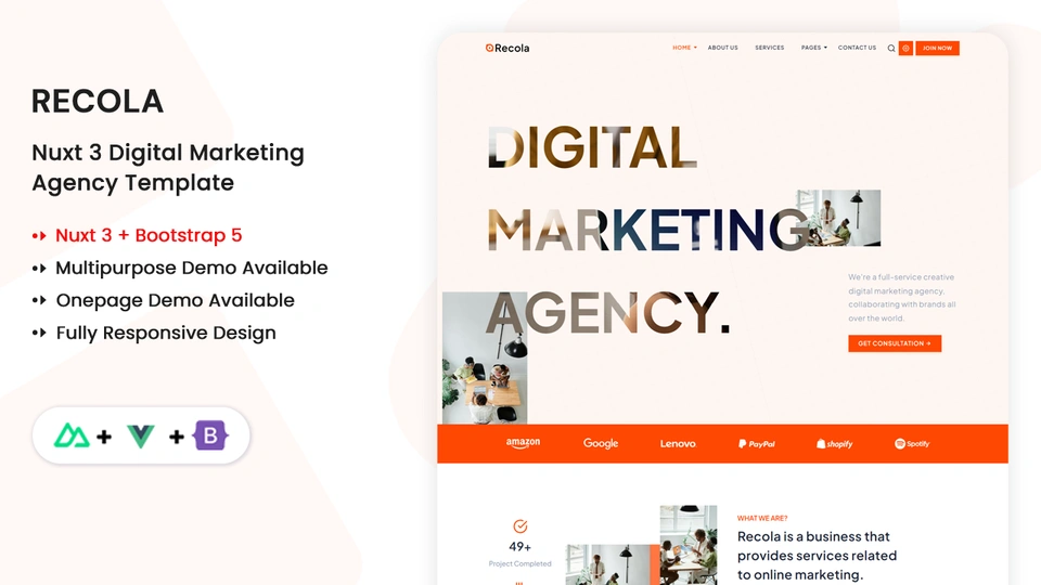 Recola - Nuxt 3 Multipurpose Digital Marketing Agency Template