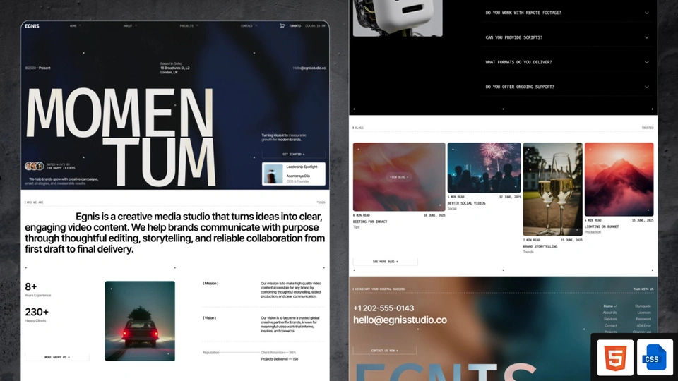 Egnis - Creative Media & Video Production Studio HTML Template