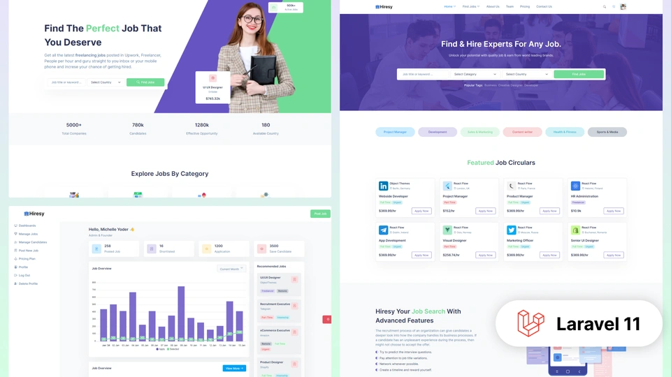 Hiresy - Laravel 11 Job Board & Admin Dashboard Template
