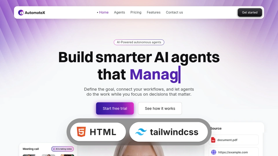 Automatex - AI Agent SaaS Tailwind CSS 4 Template
