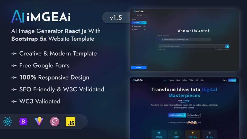 ImgeAI - AI Image Generator Landing Website Template Modern AI SaaS