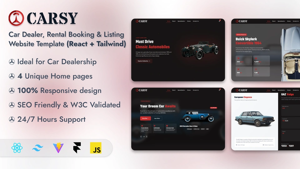 Carsy - Car Dealer Website Template Modern Vehicle Listing Platform
