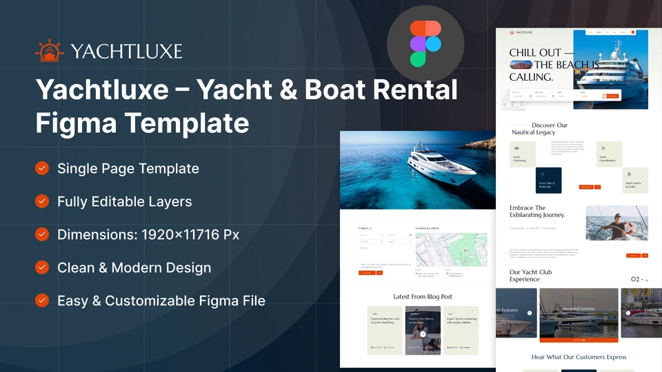 Yachtluxe - Luxury Yacht Charter Figma Template