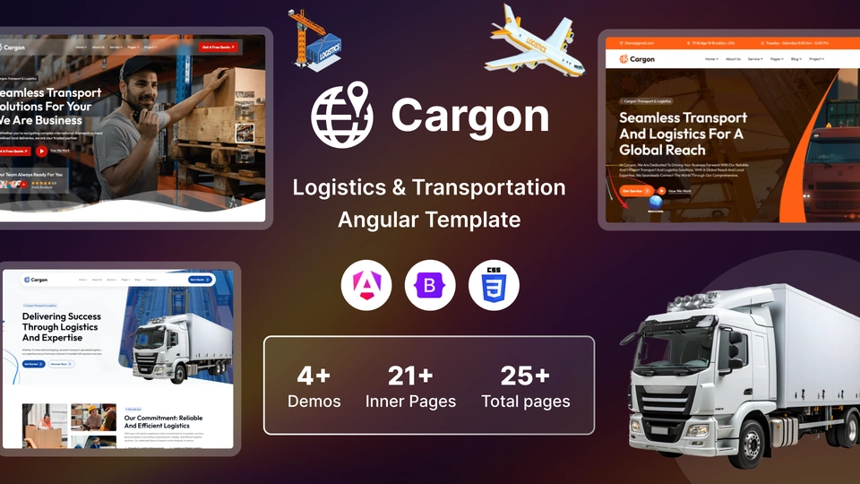 Cargon - Angular Logistics, Cargo & Transportation Template