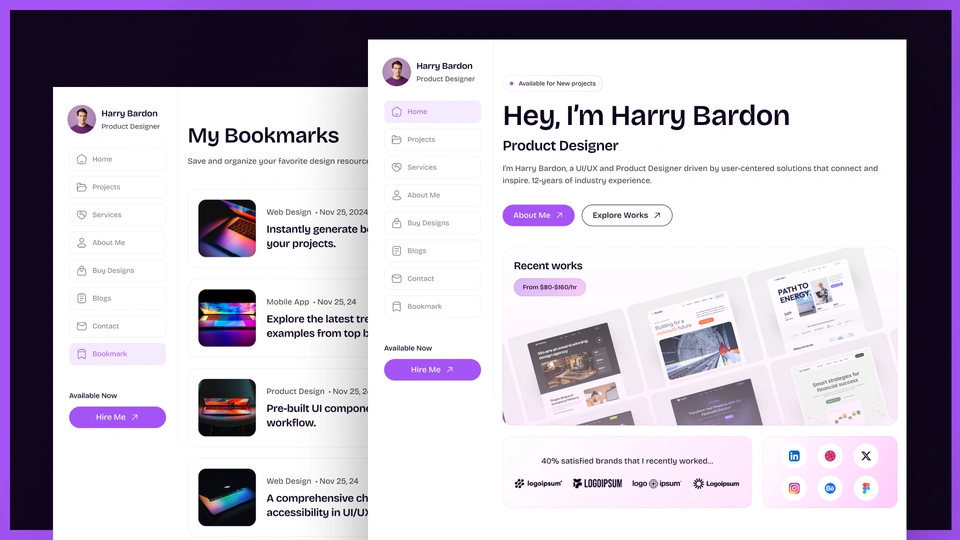 Hyperfolio - Dashboard Personal Portfolio Framer Website