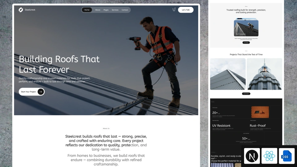 Steelcrest - Next.js 16 Roofing and Construction Template