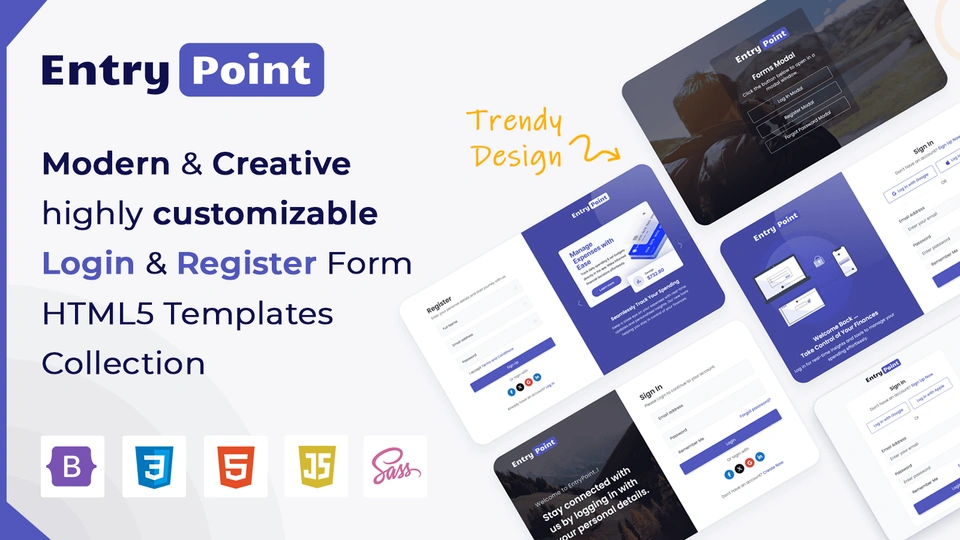 EntryPoint - Login & Register Form HTML Templates Collection