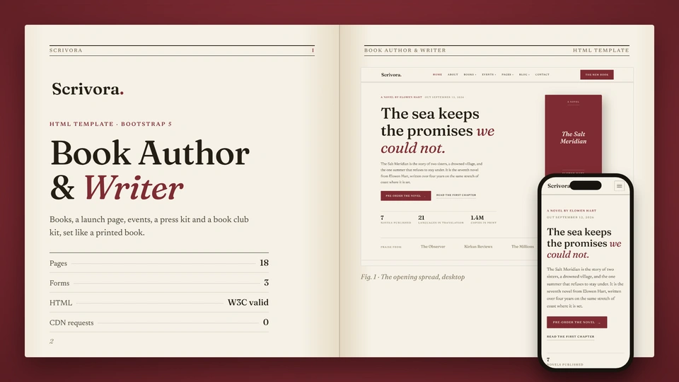 Scrivora - Book Author & Writer HTML Template