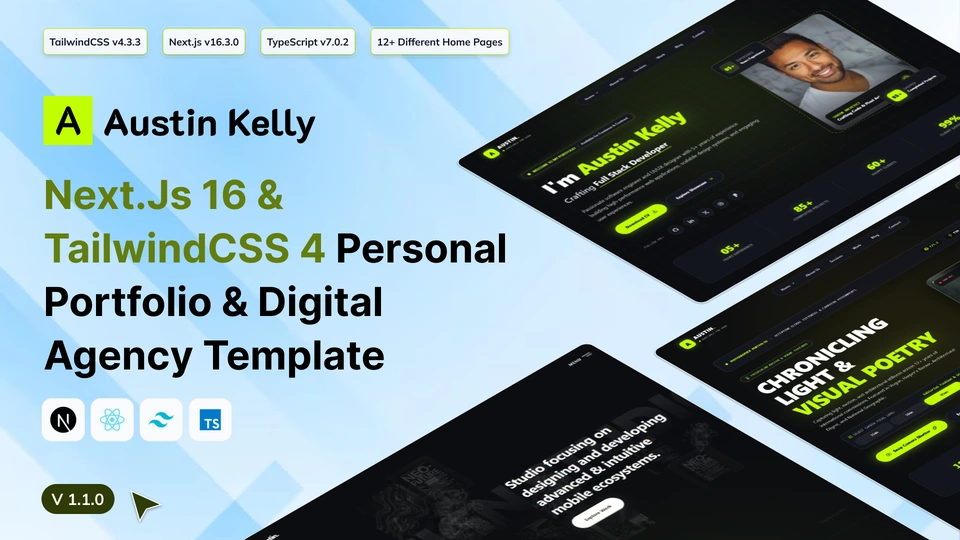 Austin - Personal Portfolio & Digital Agency Next.js Template with TypeScript