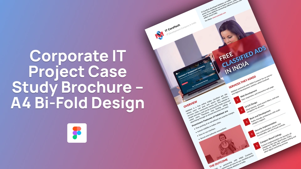 IT CoreTech - Corporate IT Project Case Study Brochure with A4 Bi-Fold Design